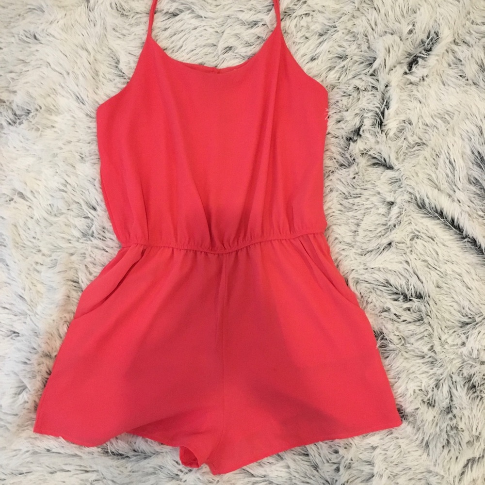 Coral romper worn once